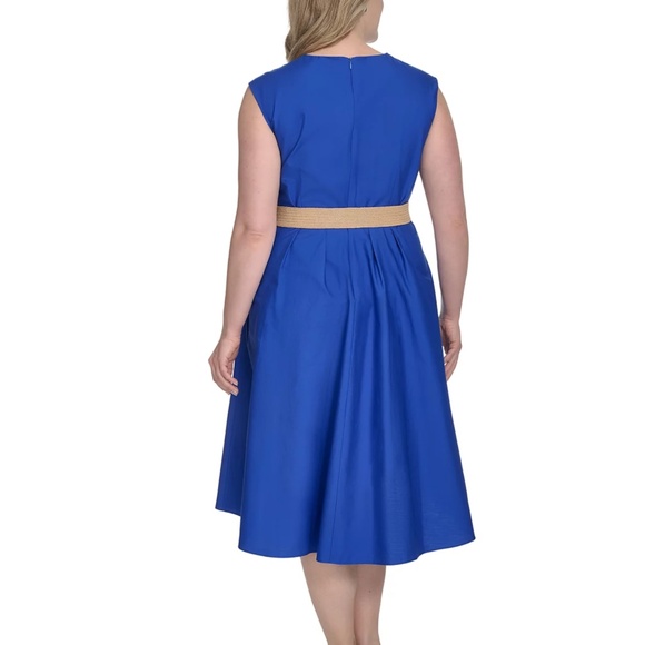 Jessica Howard Plus Size Belted Sleeveless V-Neck Midi Dress, size 20W - Picture 4 of 14